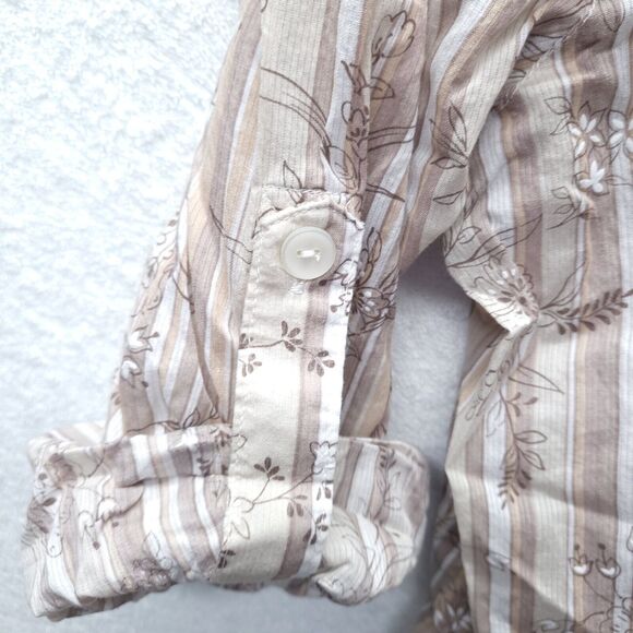 Alfred Dunner Blouse Womens 14 Button-Up Striped Floral Embroidered Western Boho - Picture 3 of 7